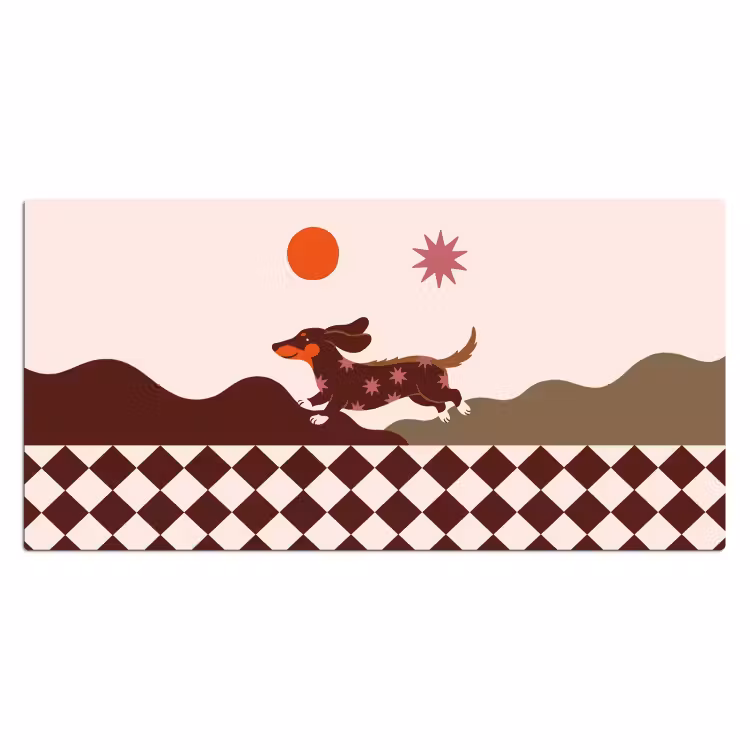 Bureau onderlegger - Hond - Abstract - Dieren - Modern - Bruin — 2