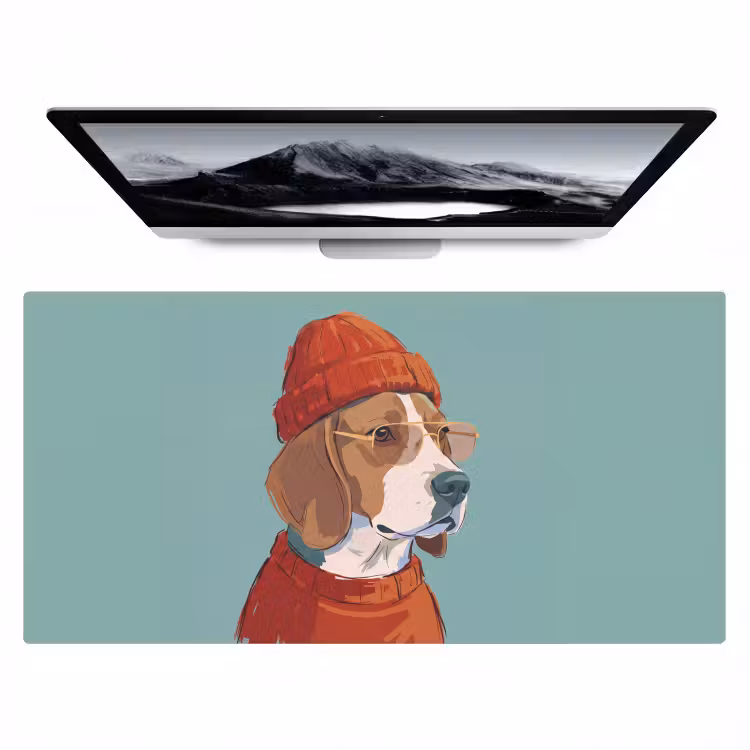 Bureau onderlegger - Hond - Beanie - Zonnebril - Dieren - Modern — 1
