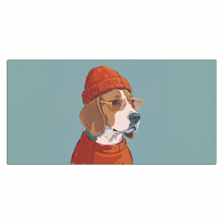 Bureau onderlegger - Hond - Beanie - Zonnebril - Dieren - Modern — 2
