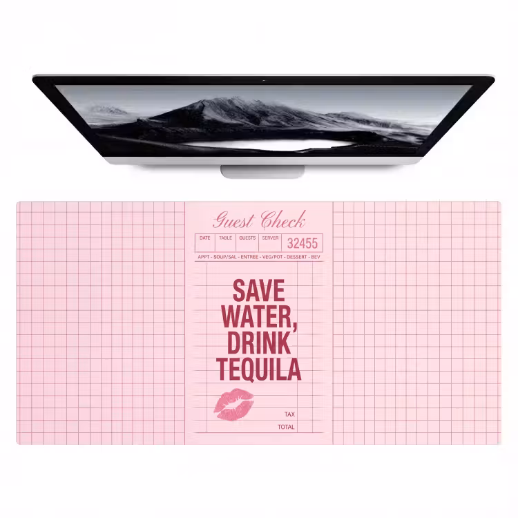 Bureau onderlegger - Humor - Drank - Tekst - Roze — 1