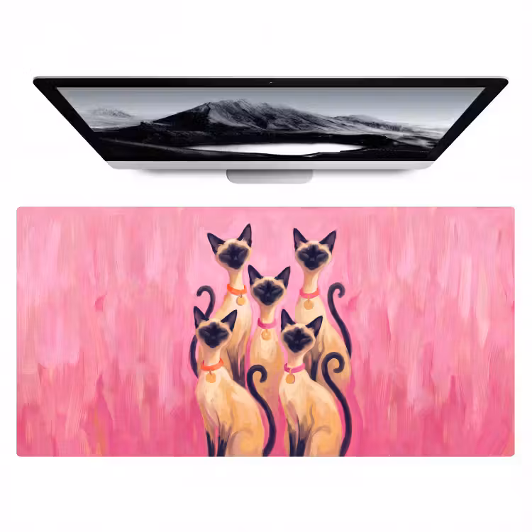 Bureau onderlegger - Kat - Groep - Dieren - Modern - Roze — 1