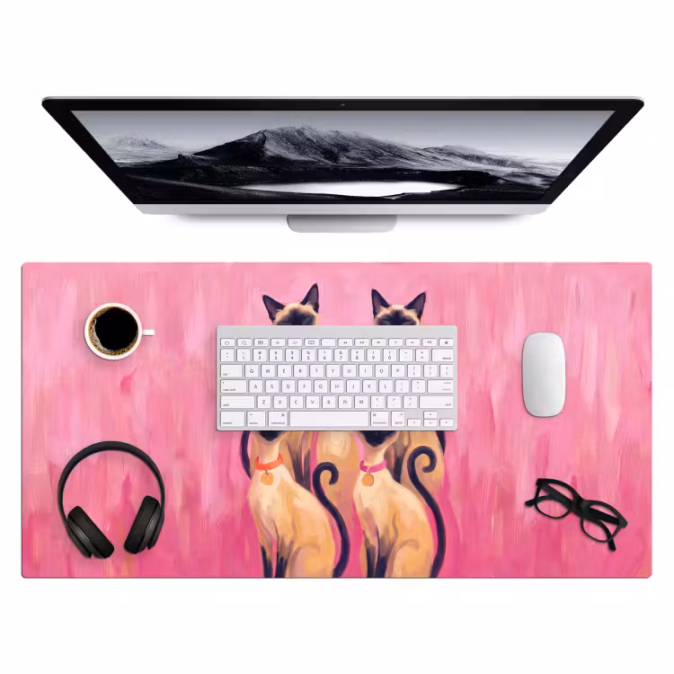 Bureau onderlegger - Kat - Groep - Dieren - Modern - Roze — 4