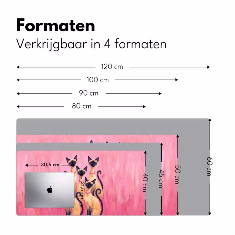 Bureau onderlegger - Kat - Groep - Dieren - Modern - Roze — 8