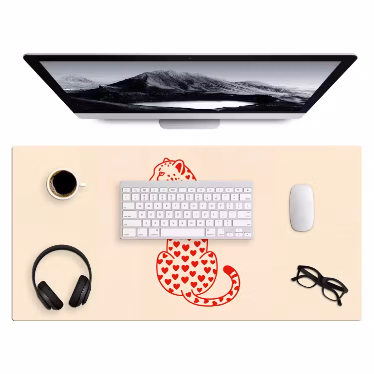 Bureau onderlegger - Kat - Harten - Dieren - Modern - Rood — 4