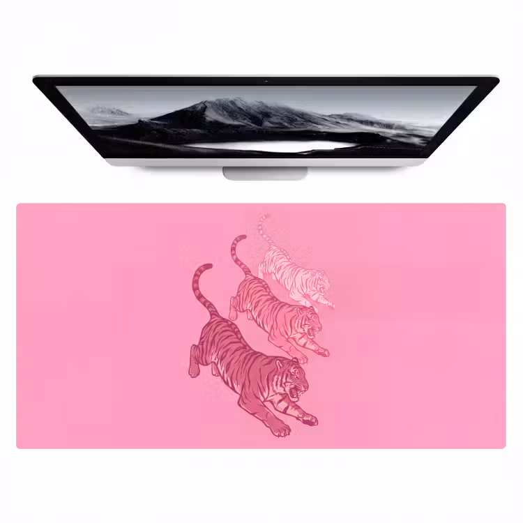 Bureau onderlegger - Kat - Springend - Dieren - Roze - Modern — 1