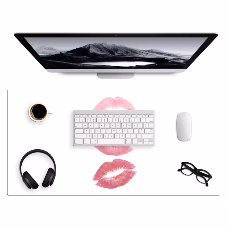Bureau onderlegger - Lippen - Kusafdruk - Roze - Modern - Abstract — 4
