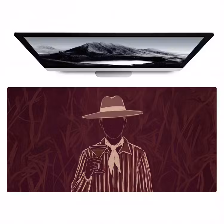 Bureau onderlegger - Mens - Hoed - Cocktail - Abstract - Bruin — 1