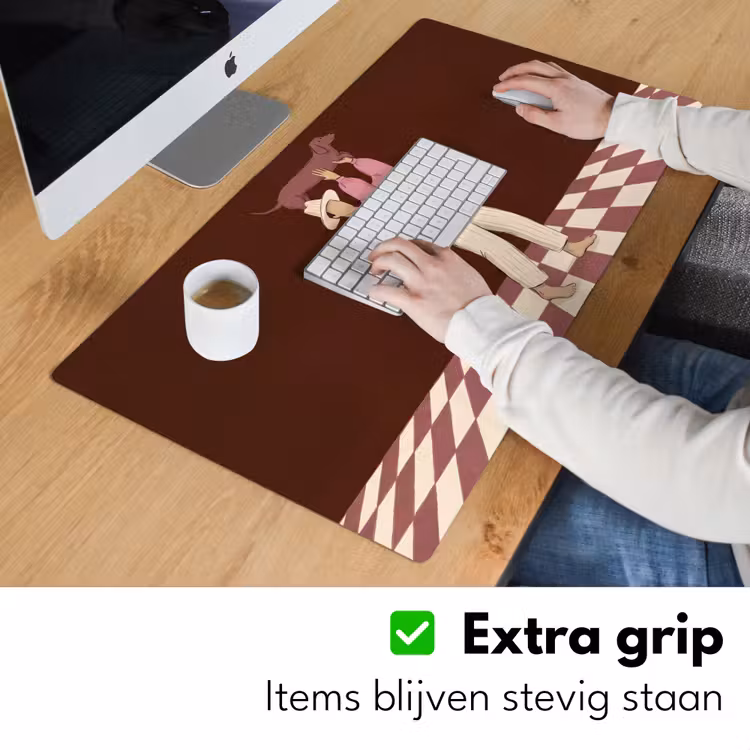 Bureau onderlegger - Mens - Hond - Dieren - Abstract - Roze — 6
