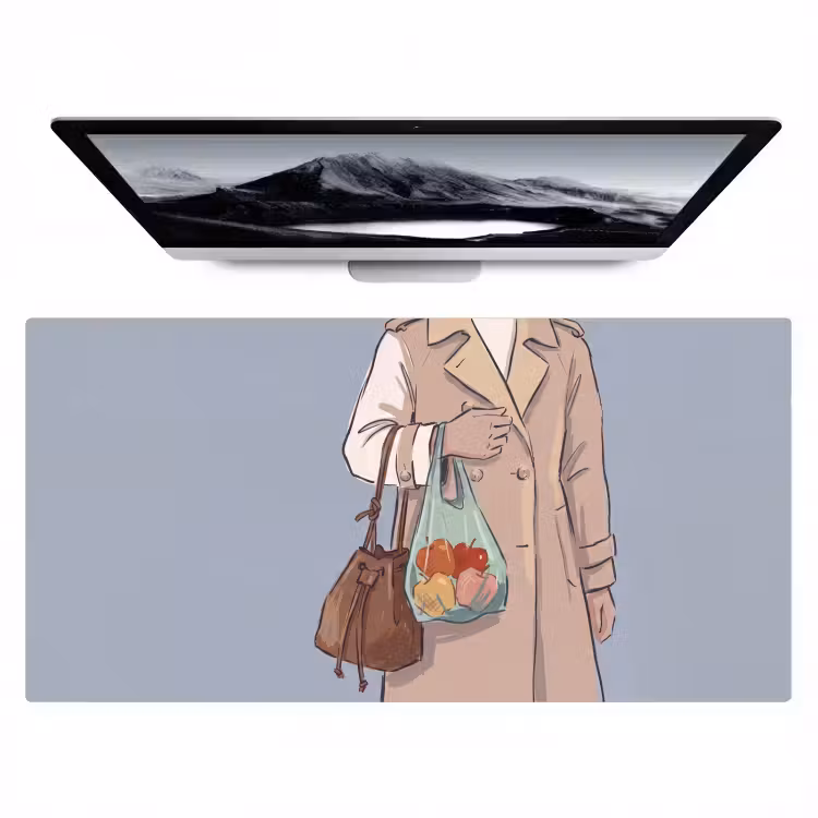 Bureau onderlegger - Mensen - Boodschappen - Stadsleven - Modern - Kleurrijk — 1