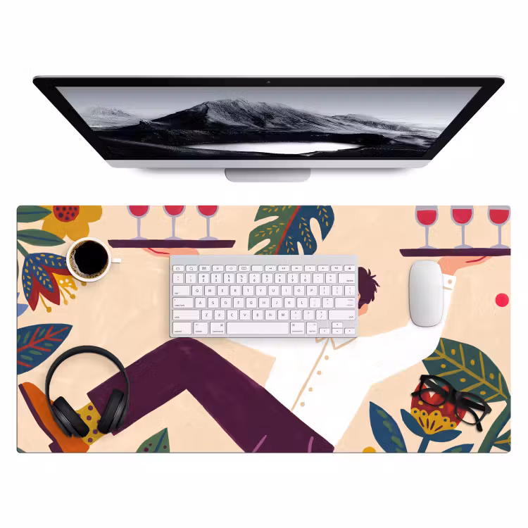 Bureau onderlegger - Mensen - Dienblad - Eten - Modern - Kleurrijk — 4