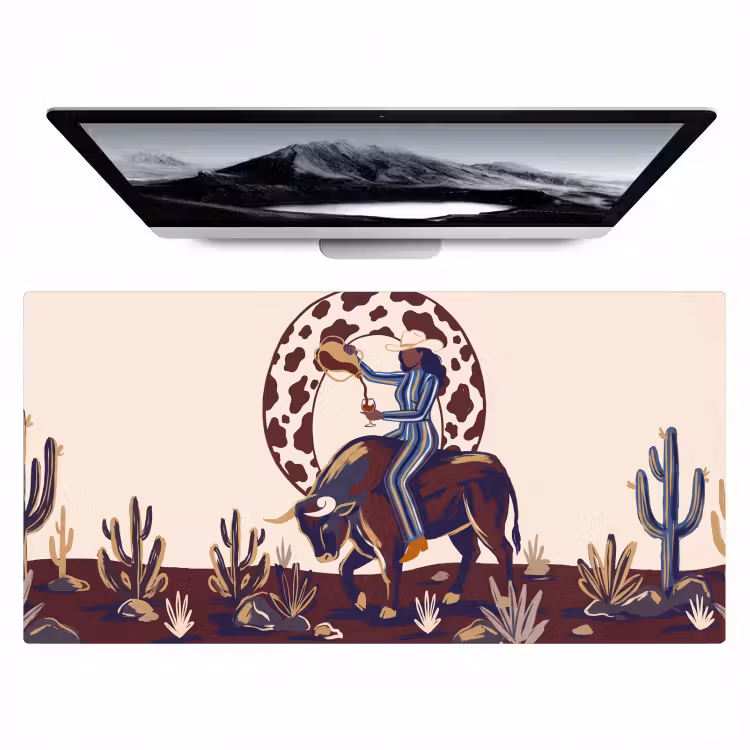 Bureau onderlegger - Mensen - Dieren - Cowboy - Abstract - Kleurrijk — 1