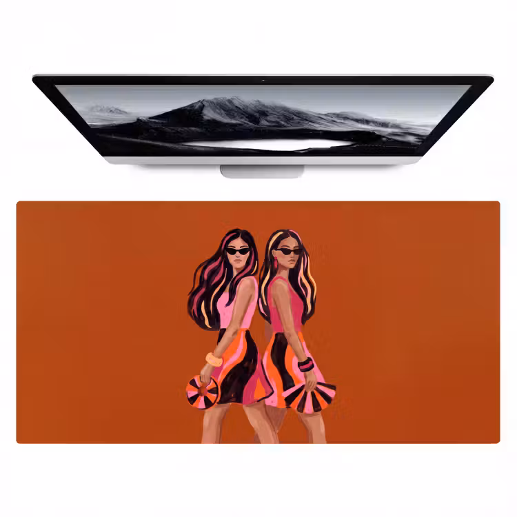 Bureau onderlegger - Mensen - Duo - Mode - Illustratie - Kleurrijk — 1