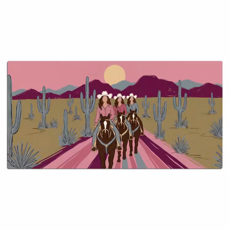 Bureau onderlegger - Mensen - Paard - Woestijn - Abstract - Roze — 2