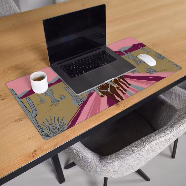 Bureau onderlegger - Mensen - Paard - Woestijn - Abstract - Roze — 3