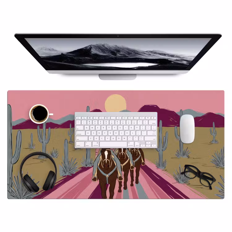 Bureau onderlegger - Mensen - Paard - Woestijn - Abstract - Roze — 4