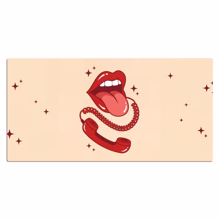 Bureau onderlegger - Mond - Telefoon - Popart - Rood - Illustratie — 2