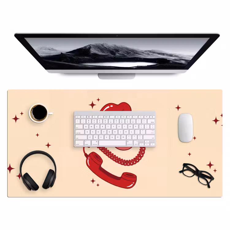 Bureau onderlegger - Mond - Telefoon - Popart - Rood - Illustratie — 4