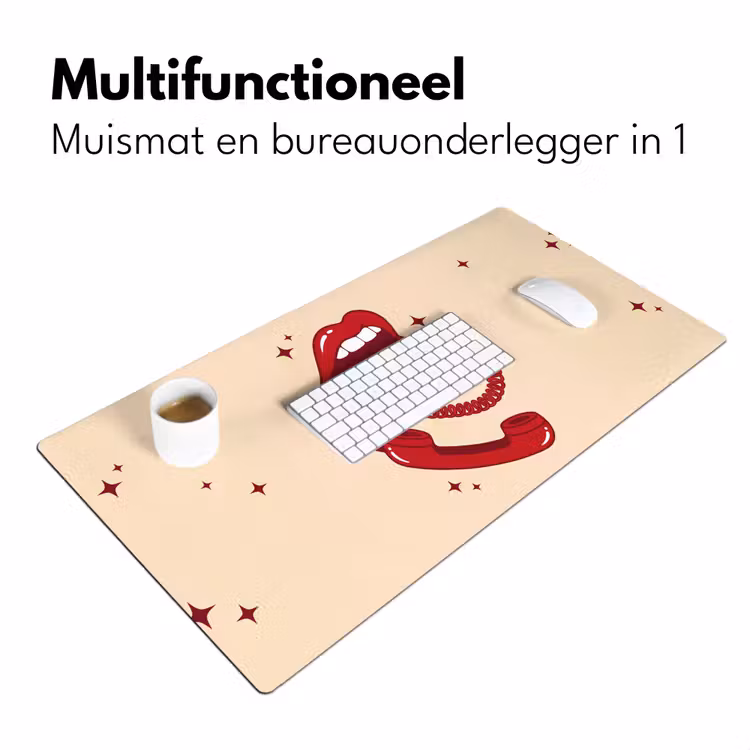 Bureau onderlegger - Mond - Telefoon - Popart - Rood - Illustratie — 7