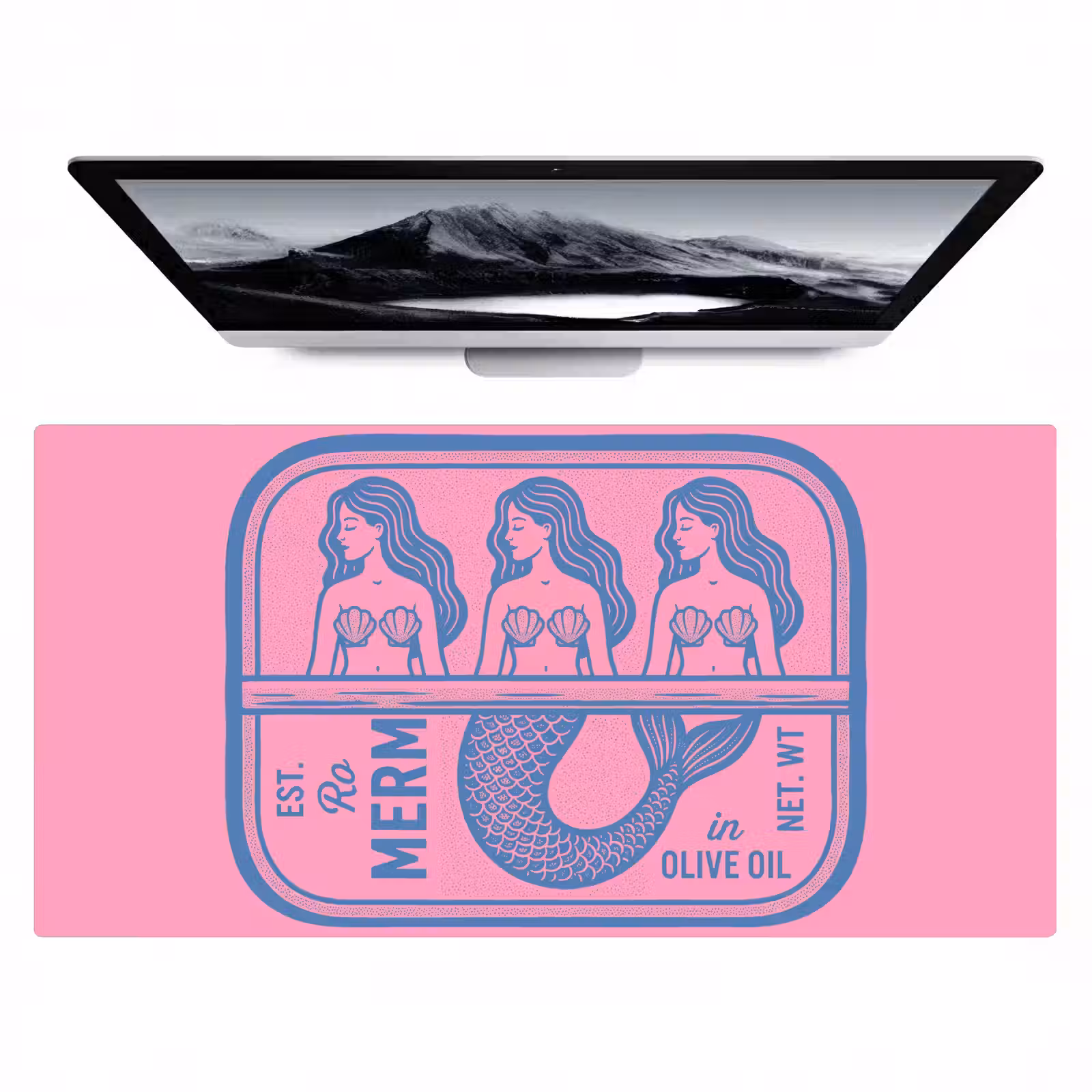 Bureau onderlegger - Meermin - Sardineblik - Illustratie - Roze - Retro — 1