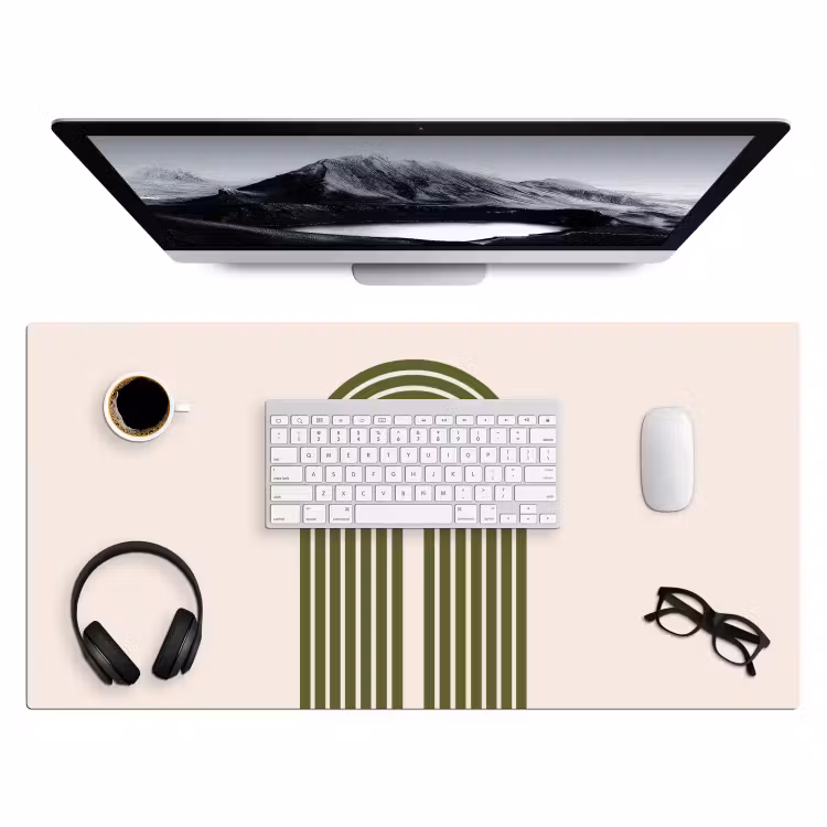 Bureau onderlegger - Abstract - Bogen - Modern - Groen - Kunst — 4