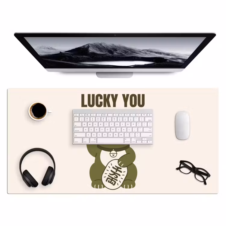 Bureau onderlegger - Kat - Geluk - Dieren - Modern - Groen — 4