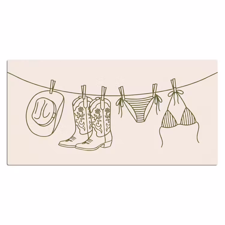 Bureau onderlegger - Kleding - Waslijn - Zomer - Lijntekening - Groen — 2