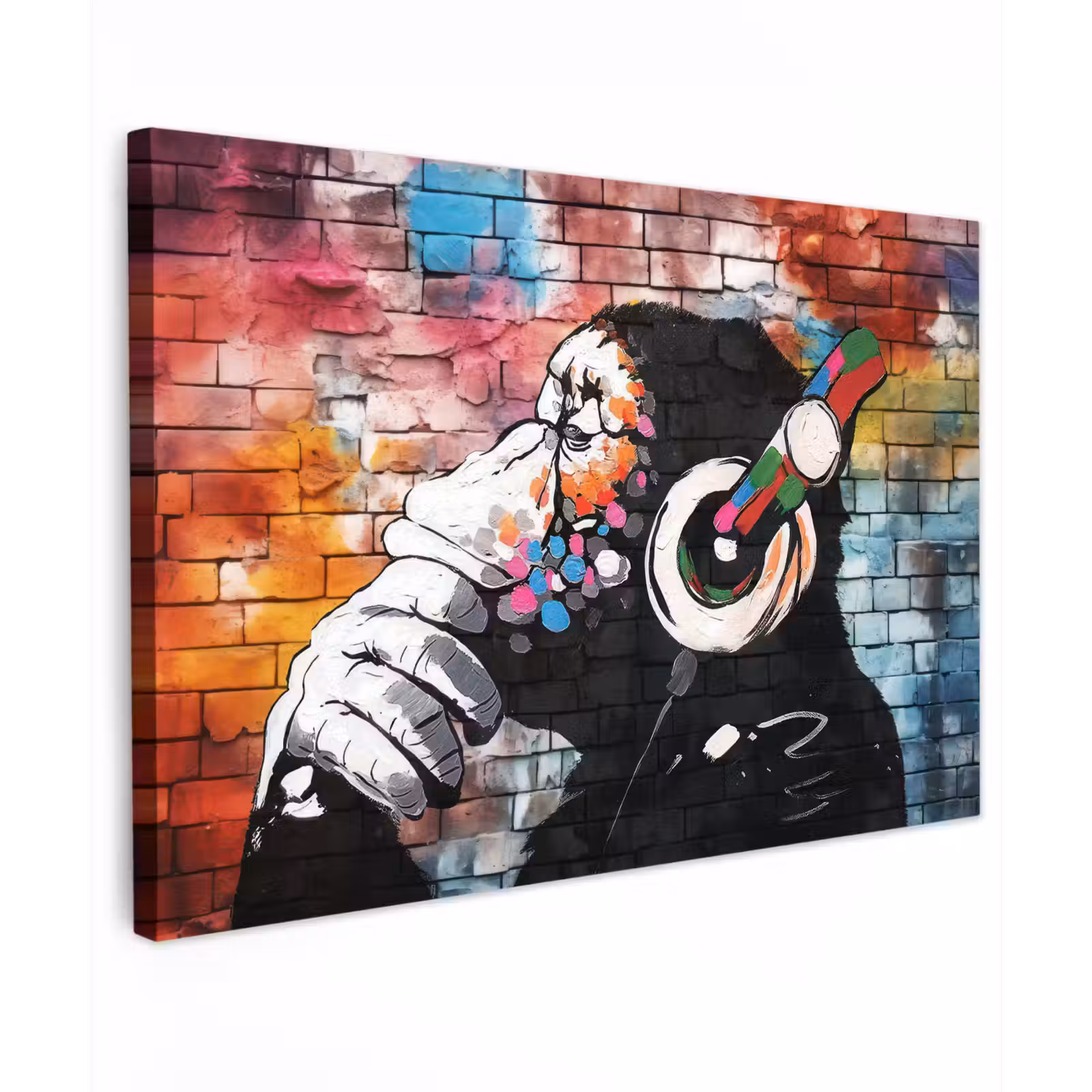Canvas schilderij - Aap - Graffiti - Muziek — 1
