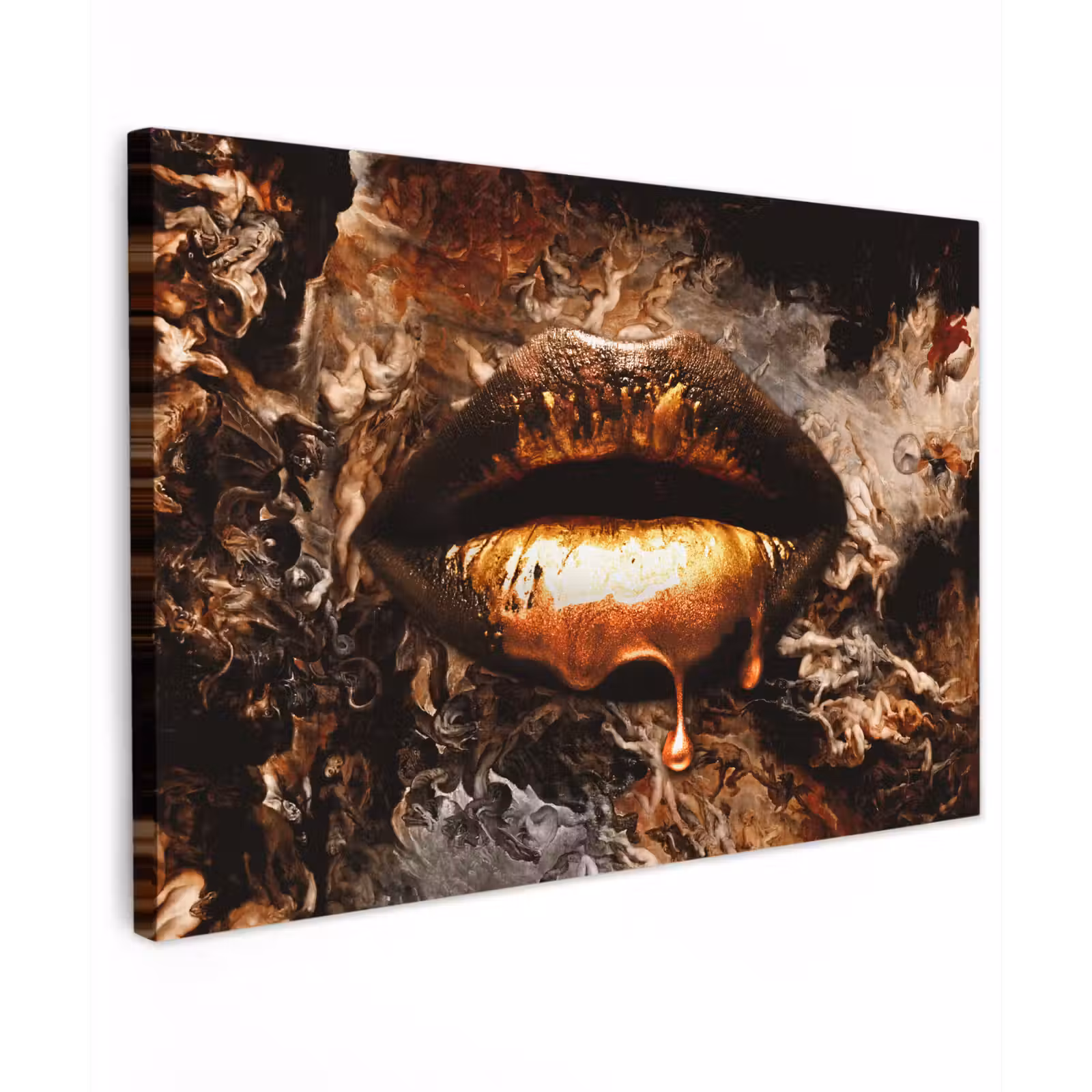 Canvas schilderij - Goud - Lippen - Kunst - Goud - Luxe - Abstract — 1