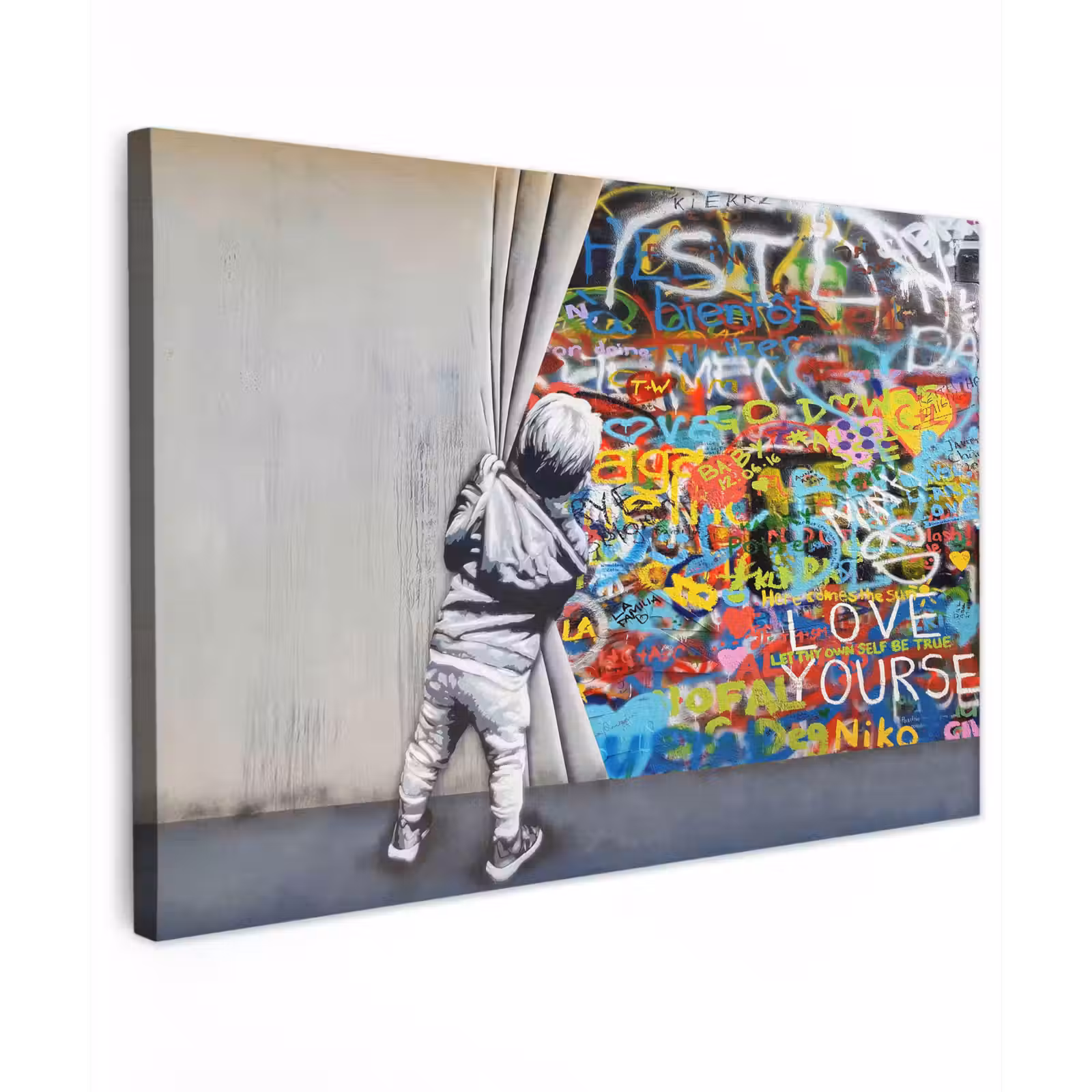Canvas schilderij - Graffiti - Illusie - Jongen - Street art — 1