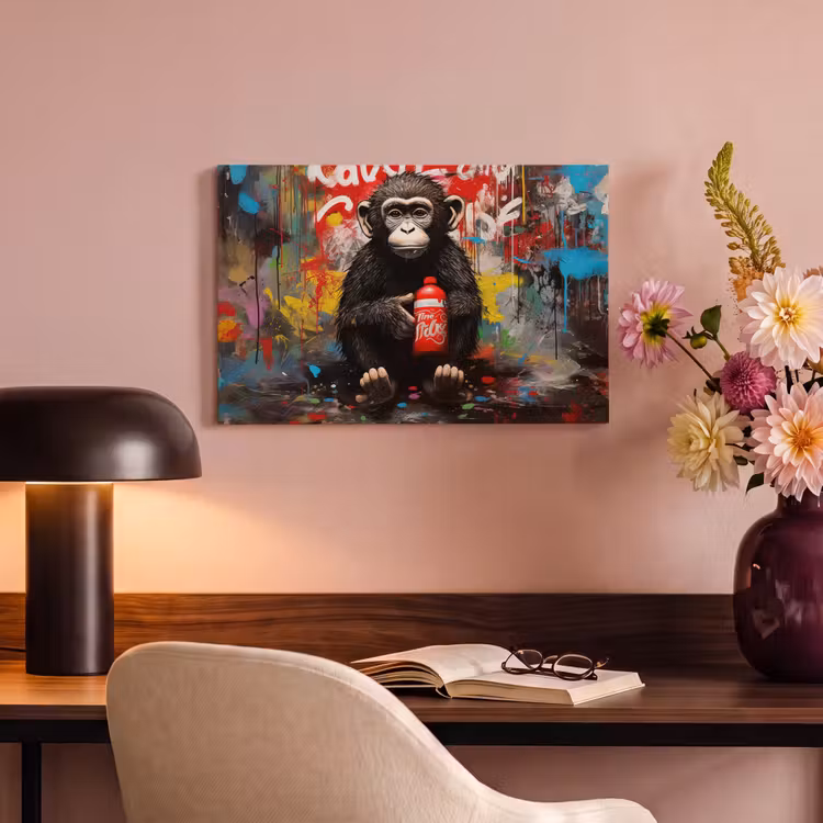 Canvas schilderij - Aap - Graffiti - Dieren - Kunst - Flesje - Kleuren — 6