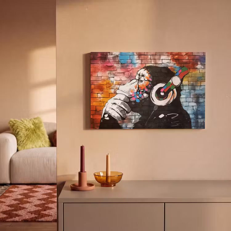 Canvas schilderij - Aap - Graffiti - Muziek — 2