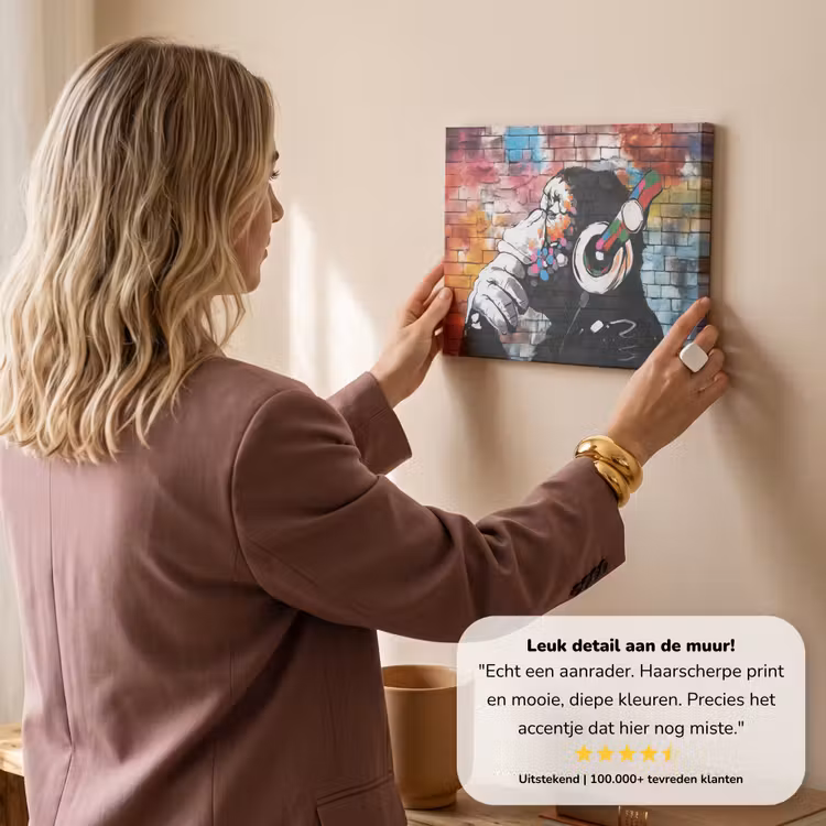 Canvas schilderij - Aap - Graffiti - Muziek — 3