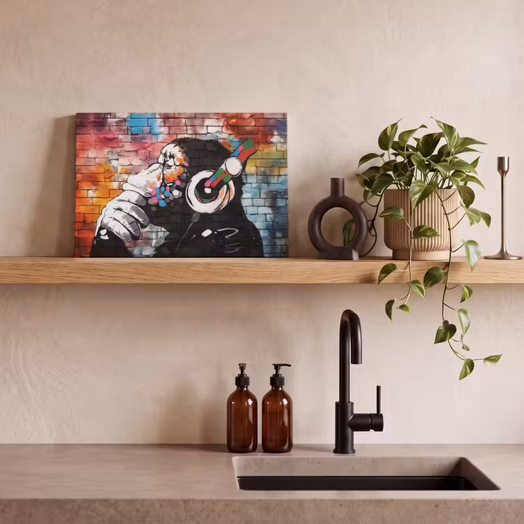 Canvas schilderij - Aap - Graffiti - Muziek — 4