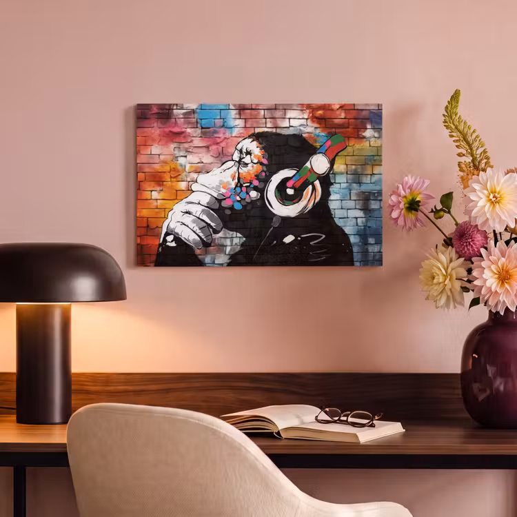 Canvas schilderij - Aap - Graffiti - Muziek — 6