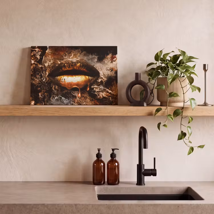 Canvas schilderij - Goud - Lippen - Kunst - Goud - Luxe - Abstract — 4