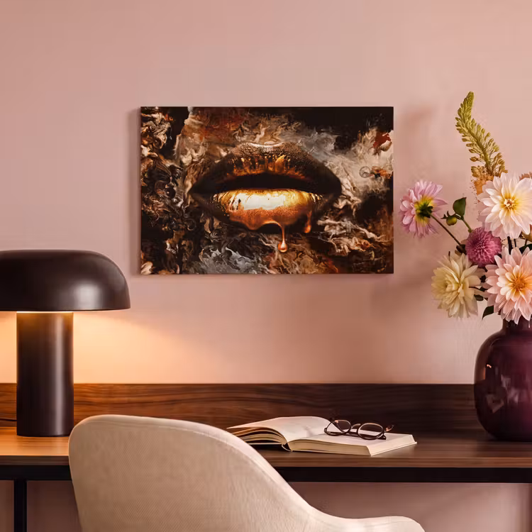 Canvas schilderij - Goud - Lippen - Kunst - Goud - Luxe - Abstract — 6