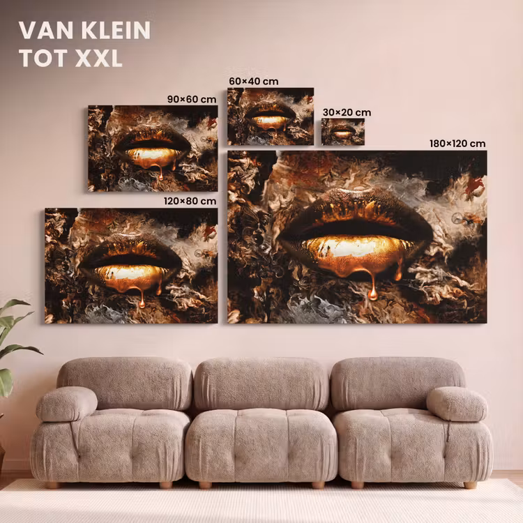 Canvas schilderij - Goud - Lippen - Kunst - Goud - Luxe - Abstract — 8
