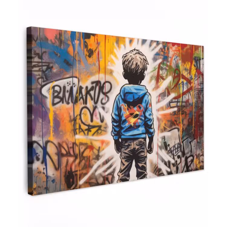 Canvas schilderij - Graffiti - Jongen - Kleuren - Kunst - Street Art — 1