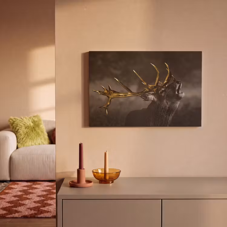 Canvas schilderij - Hert - Black - Gold — 2