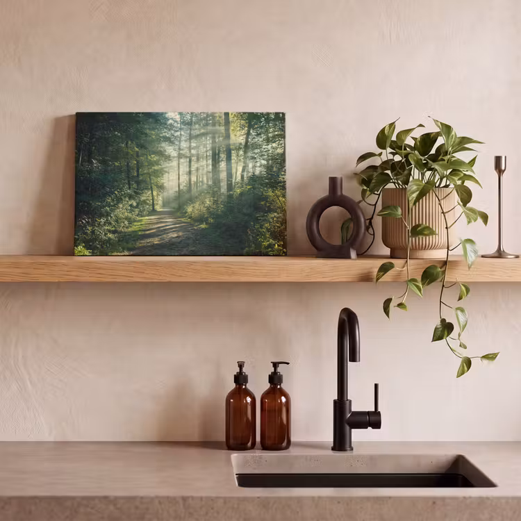 Canvas schilderij - Bos - Pad - Zon - Bomen - Groen - Natuur — 4