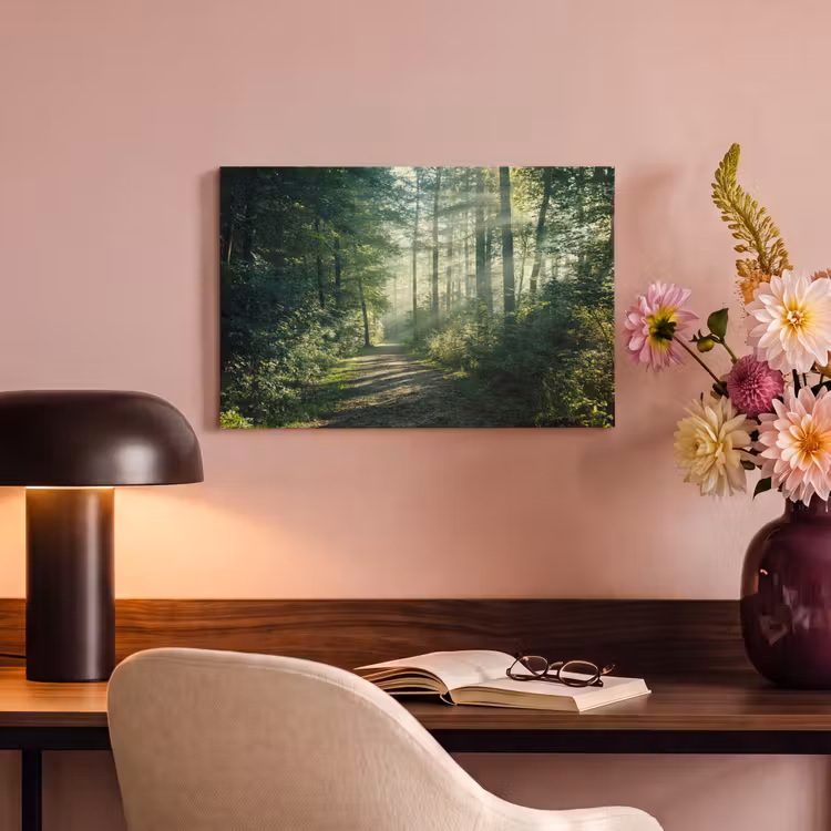 Canvas schilderij - Bos - Pad - Zon - Bomen - Groen - Natuur — 6