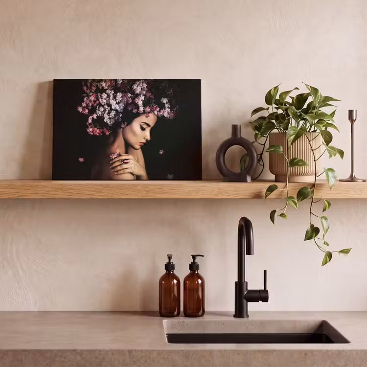 Canvas schilderij - Bloesem - Vrouw - Roze - Bloemen - Luxe — 4