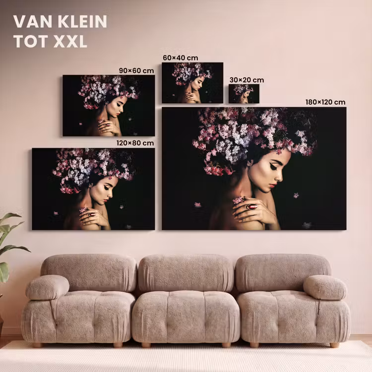 Canvas schilderij - Bloesem - Vrouw - Roze - Bloemen - Luxe — 8