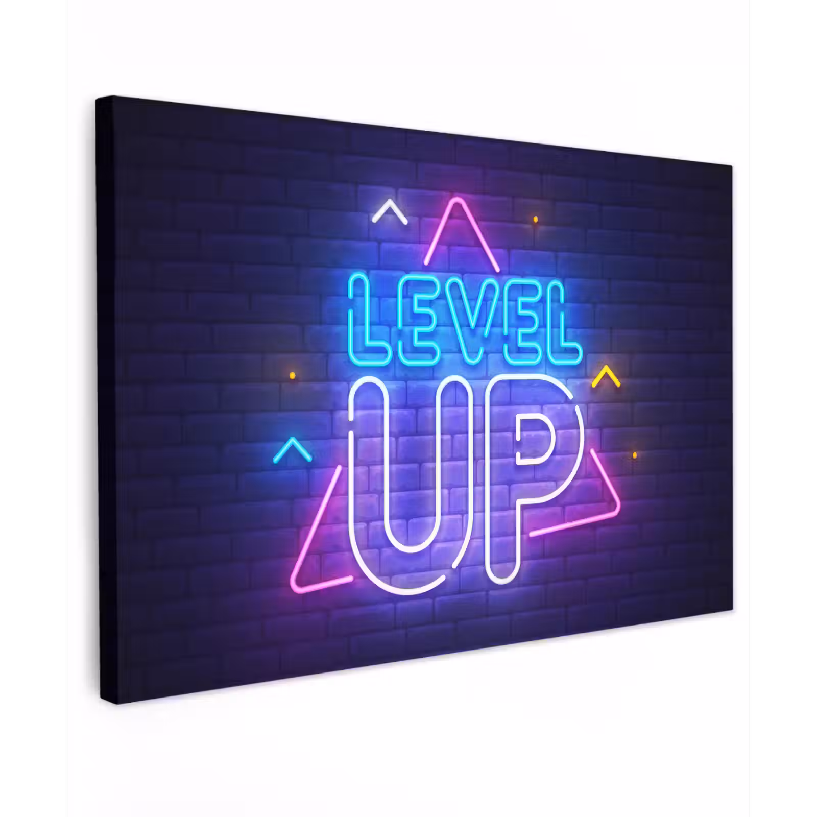 Canvas schilderij - Gaming - Neon - Level Up - Quotes - Gamen — 1