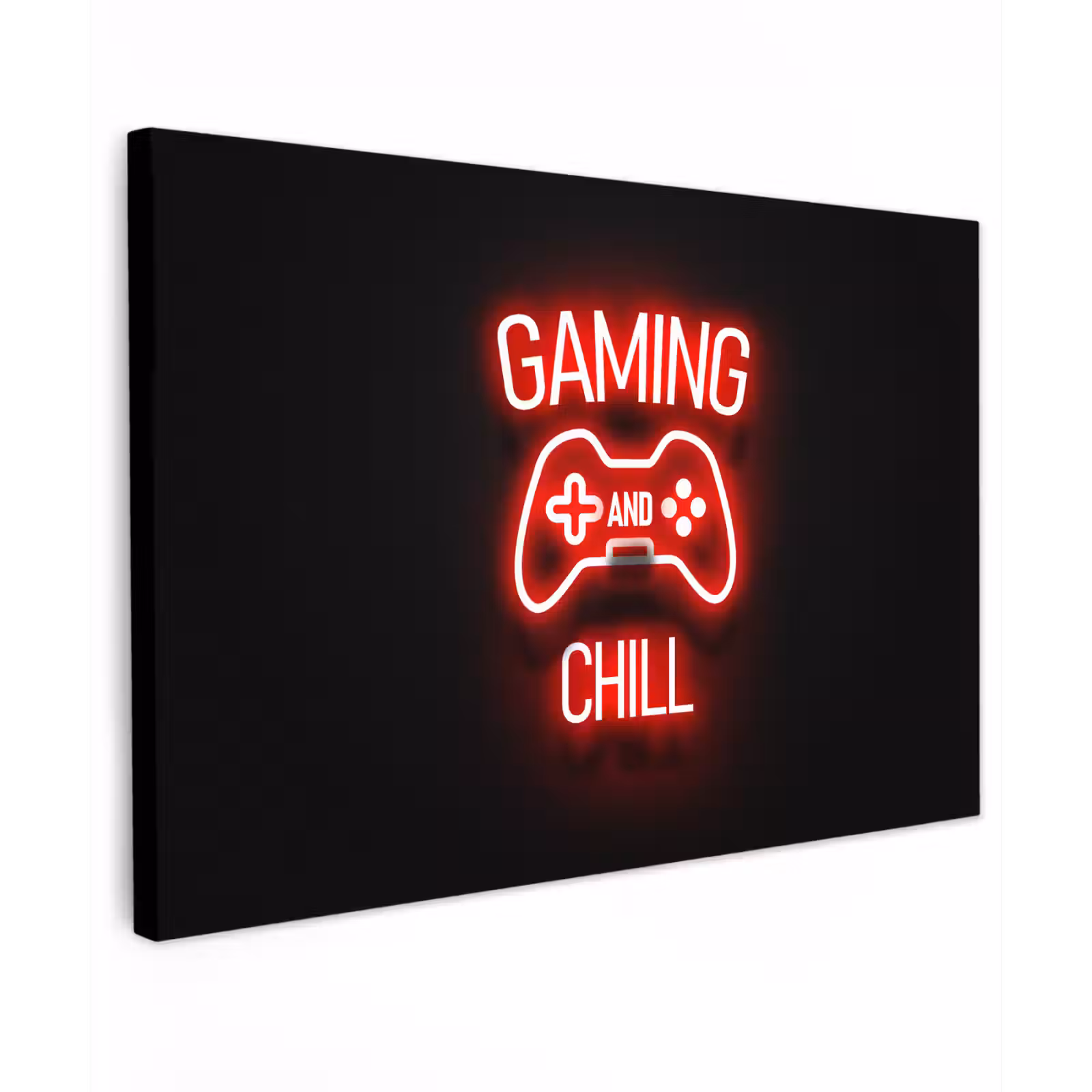 Canvas schilderij - Gaming - Quotes - Gaming and chill - Neon - Rood — 1