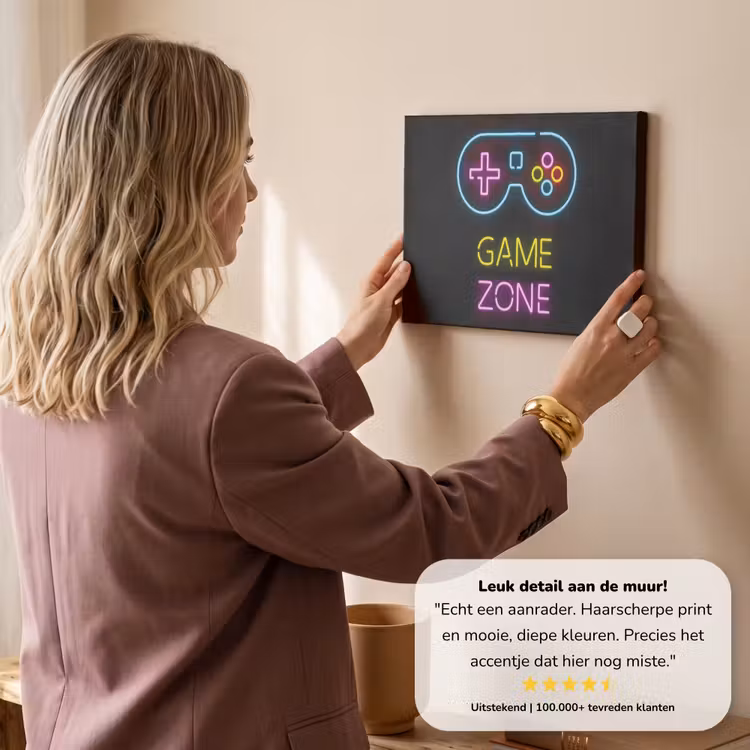 Canvas schilderij - Controller - Game - Neon - Zwart - Quotes - Game zone — 3
