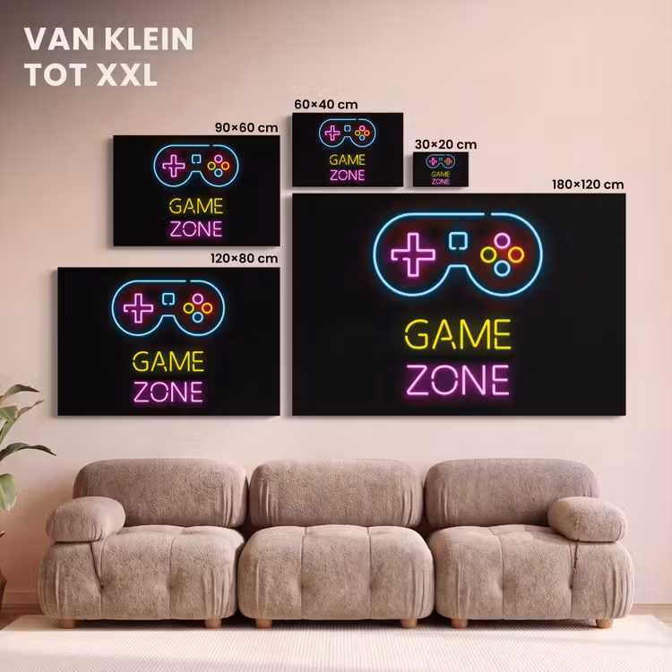 Canvas schilderij - Controller - Game - Neon - Zwart - Quotes - Game zone — 8