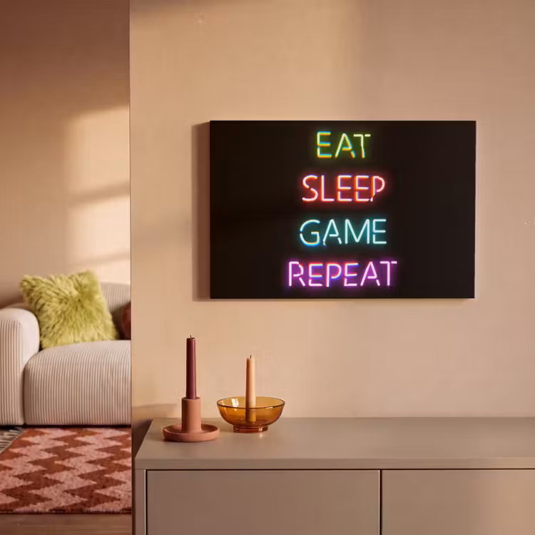 Canvas schilderij - Gaming - Led - Quote - Eat sleep game repeat - Gamen — 2