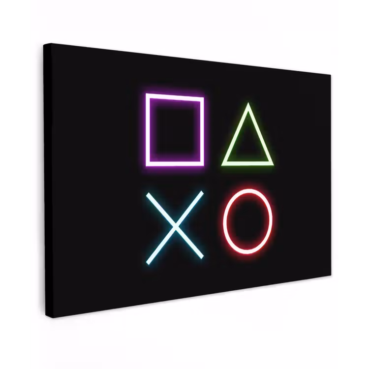 Canvas schilderij - Gaming - Neon - Console - Zwart - Controller - Gamen — 1