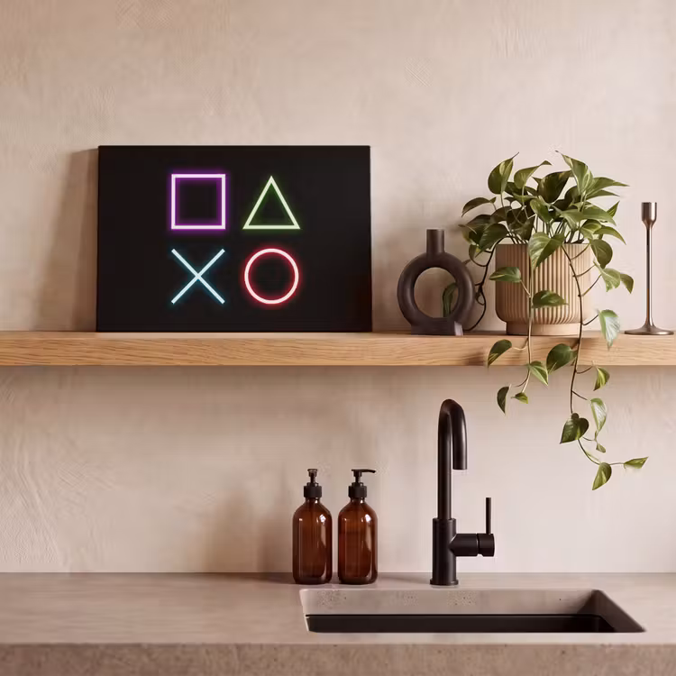 Canvas schilderij - Gaming - Neon - Console - Zwart - Controller - Gamen — 4
